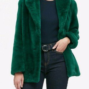 Emerald Green Banana Republic Faux Fur Jacket NWOT Size M